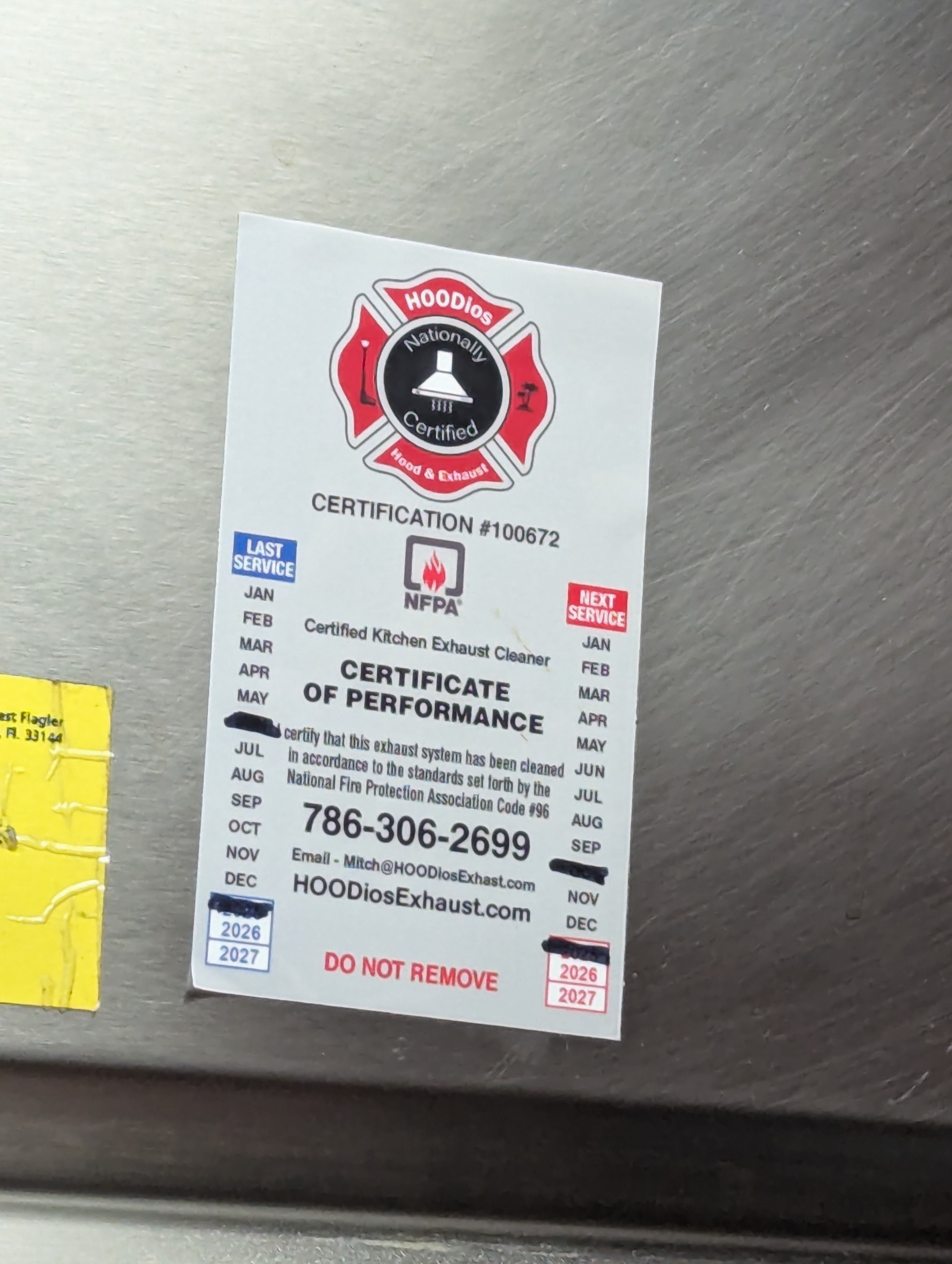 NFPA hood cleaning certificate and inspection-ready documentation